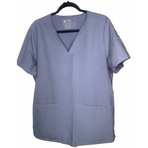 FIGS Technical Collection Short Sleeve Scrub Top Womens XL‎ Blue Pockets V Neck